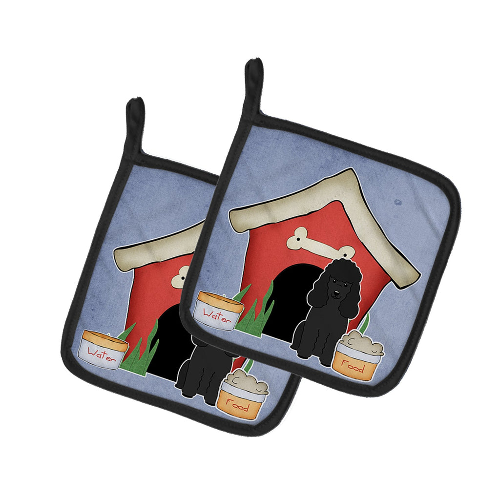 Dog House Collection Poodle Black Pot Holder Set of 2 Heat Resistant Quilted Hot Pads 7.5 x 7.5 Inch, Insulated Kitchen Trivets for Cooking & Baking