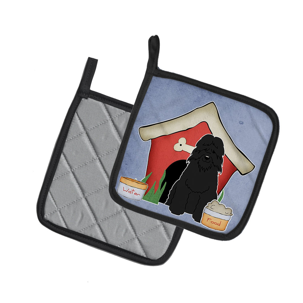 Dog House Collection Bouvier des Flandres Pot Holder Set of 2 Heat Resistant Quilted Hot Pads 7.5 x 7.5 Inch, Insulated Kitchen Trivets for Cooking & Baking