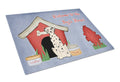 Dog House Collection Dalmatian Cutting Board Tempered Glass Kitchen Cutting Surface, Heat Resistant Chopping, Non-Slip Feet, Food Prep & Serving