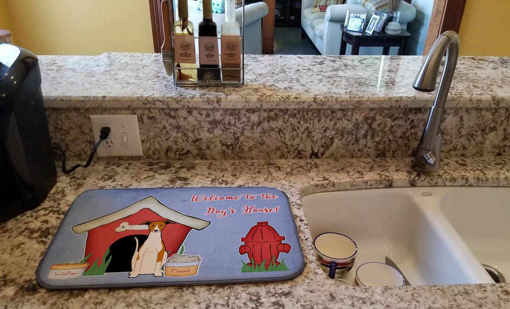 Dog House Collection Whippet Dish Drying Mat Absorbent Dish Drying Mat Pad for Kitchen Counter Dish Drainer Mat for Countertop, 14 x 21", Multicolor