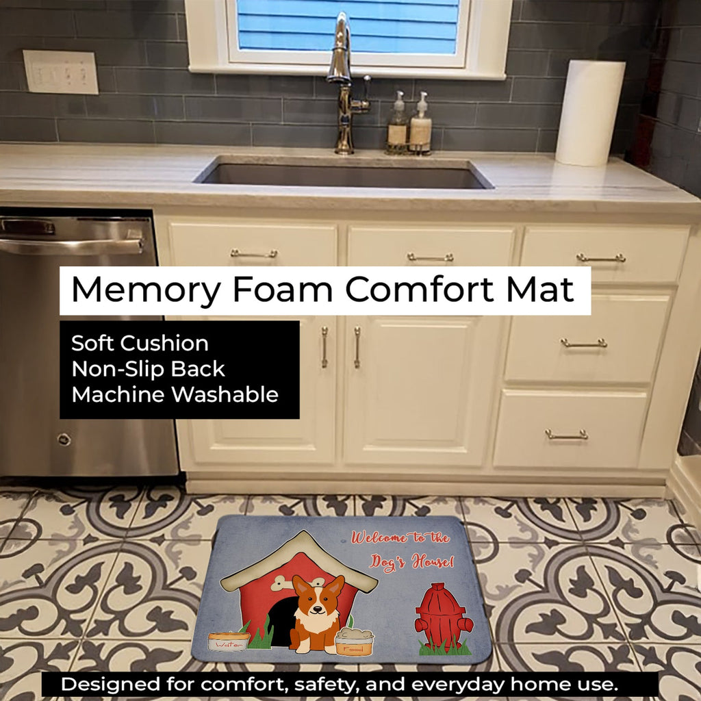 Dog House Collection Corgi Memory Foam Kitchen Mat Machine Washable Anti-Fatigue Cushion Comfort Bath or Kitchen Rug