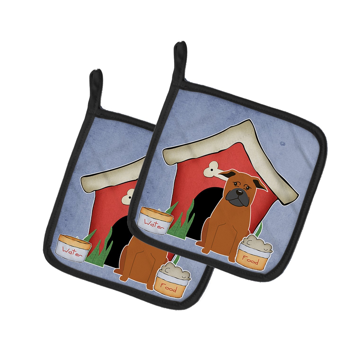 Dog House Collection Chinese Chongqing Dog Pot Holder Set of 2 Heat Resistant Quilted Hot Pads 7.5 x 7.5 Inch, Insulated Kitchen Trivets for Cooking & Baking