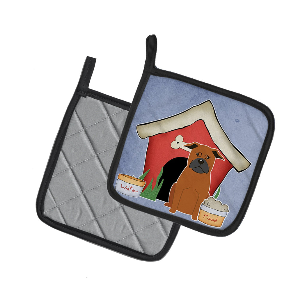 Dog House Collection Chinese Chongqing Dog Pot Holder Set of 2 Heat Resistant Quilted Hot Pads 7.5 x 7.5 Inch, Insulated Kitchen Trivets for Cooking & Baking