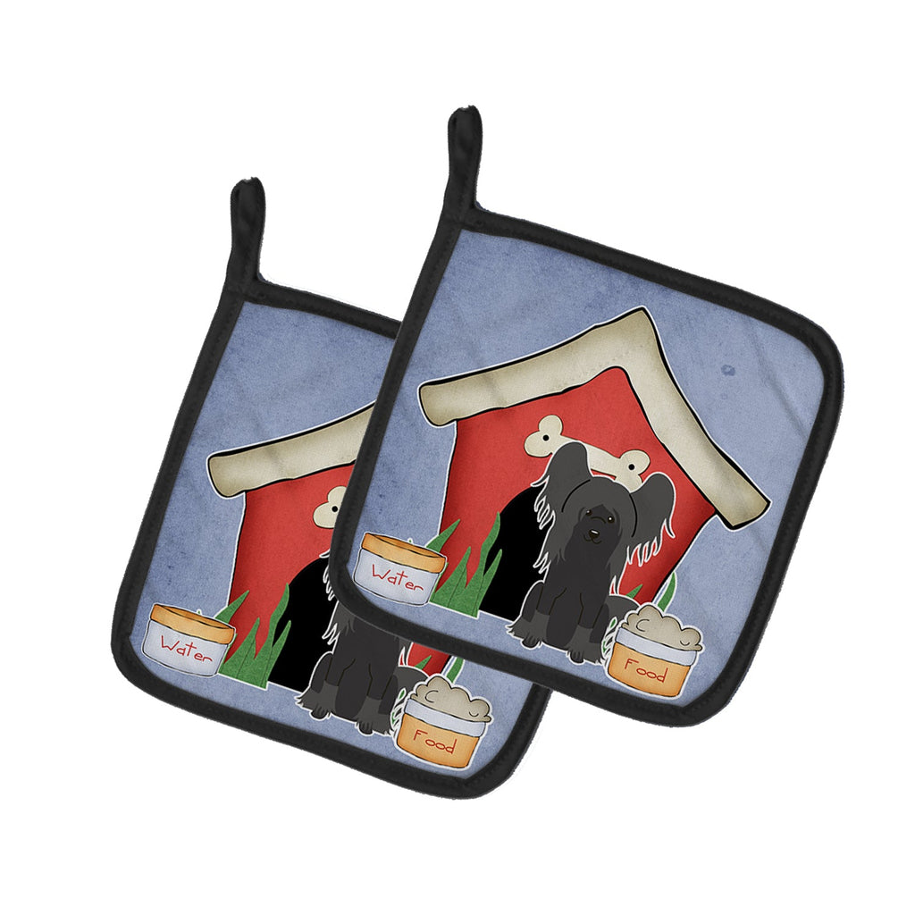 Dog House Collection Chinese Crested Black Pot Holder Set of 2 Heat Resistant Quilted Hot Pads 7.5 x 7.5 Inch, Insulated Kitchen Trivets for Cooking & Baking