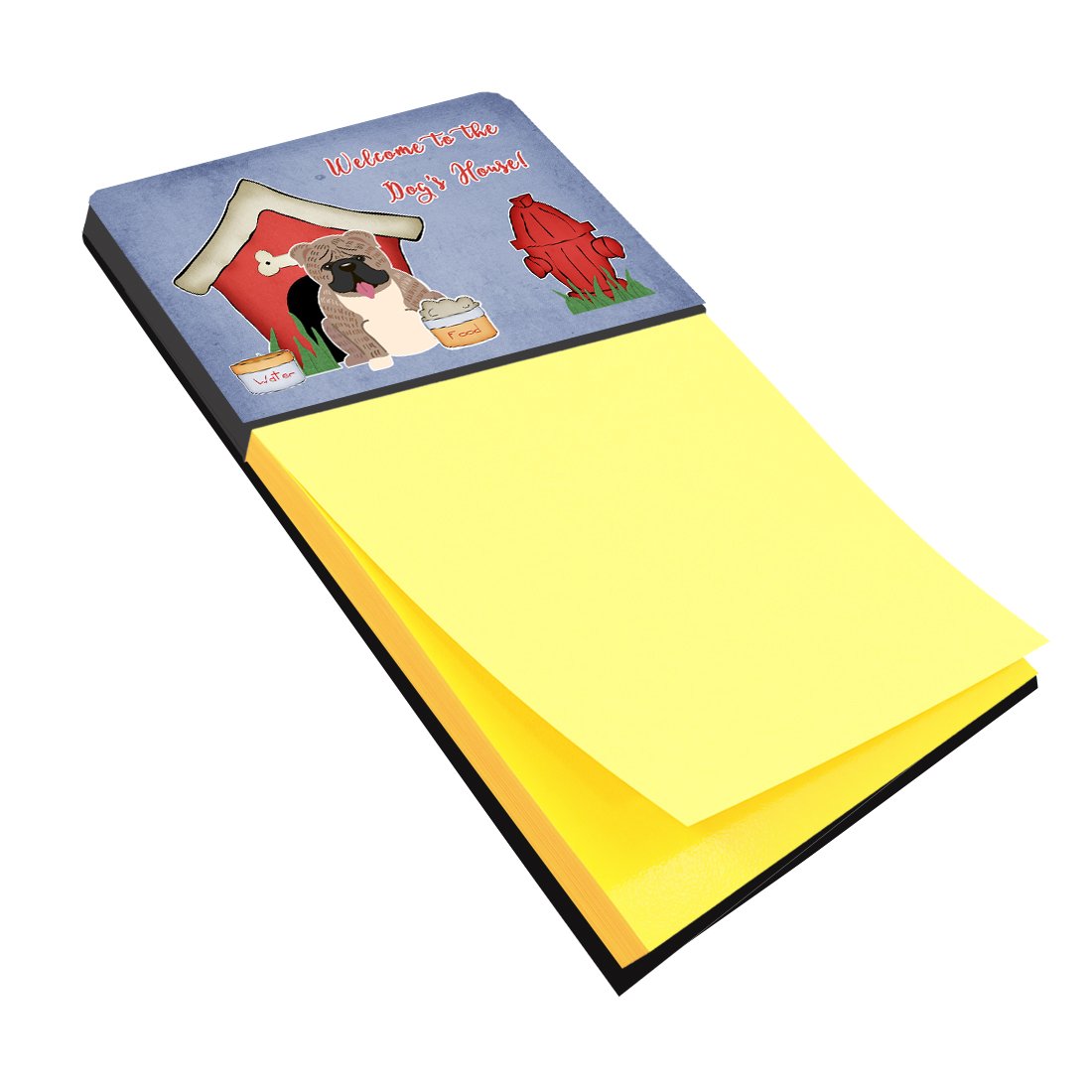 Dog House Collection English Bulldog Grey Brindle  Watercolor Sticky Note Holder Refillable Dispenser Desk Accessory 3x3 Pad Gift
