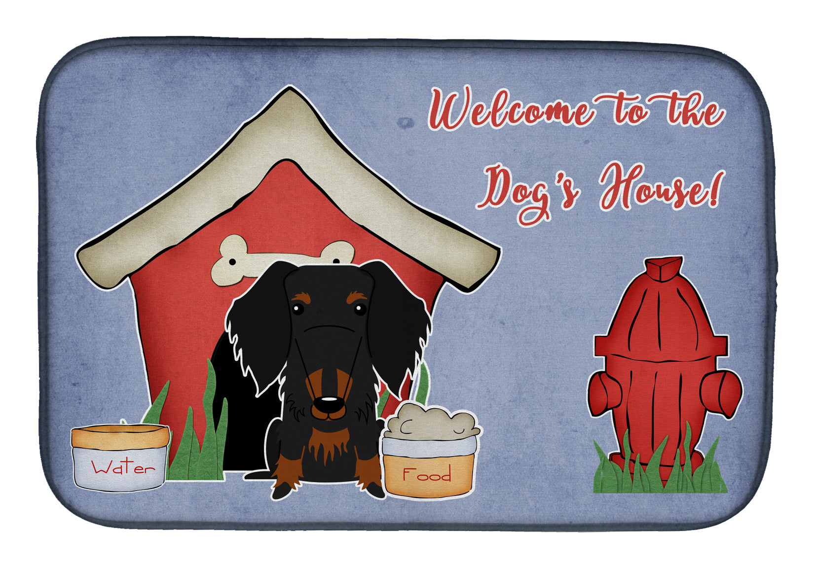 Dog House Collection Wire Haired Dachshund Black Tan Dish Drying Mat Absorbent Dish Drying Mat Pad for Kitchen Counter Dish Drainer Mat for Countertop, 14 x 21", Multicolor