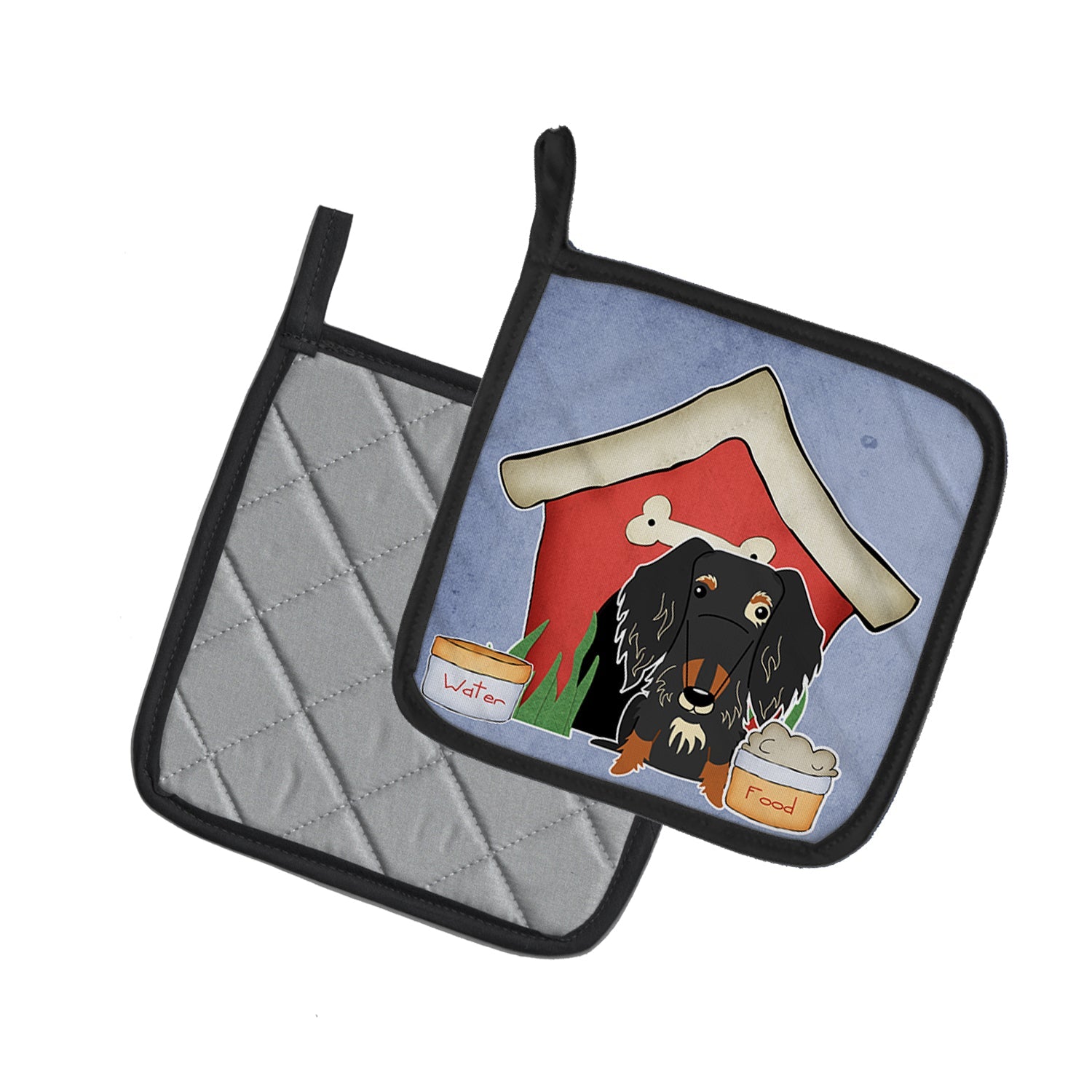 Dog House Collection Wire Haired Dachshund Dapple Pot Holder Set of 2 Heat Resistant Quilted Hot Pads 7.5 x 7.5 Inch, Insulated Kitchen Trivets for Cooking & Baking