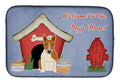 Dog House Collection Bull Terrier Red White Dish Drying Mat Absorbent Dish Drying Mat Pad for Kitchen Counter Dish Drainer Mat for Countertop, 14 x 21", Multicolor