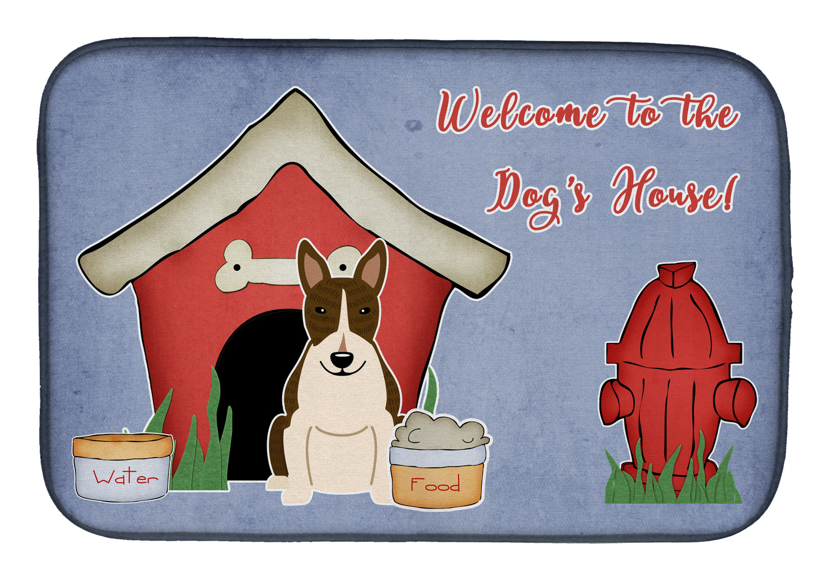 Dog House Collection Bull Terrier Dark Brindle Dish Drying Mat Absorbent Dish Drying Mat Pad for Kitchen Counter Dish Drainer Mat for Countertop, 14 x 21", Multicolor