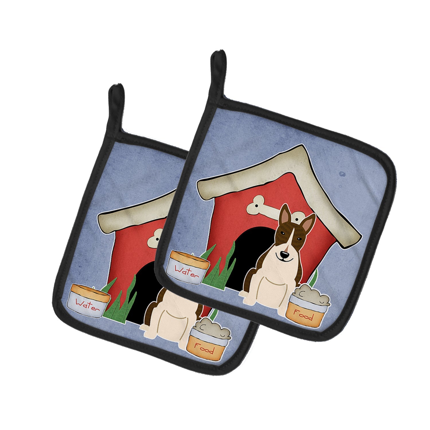 Dog House Collection Bull Terrier Dark Brindle Pot Holder Set of 2 Heat Resistant Quilted Hot Pads 7.5 x 7.5 Inch, Insulated Kitchen Trivets for Cooking & Baking