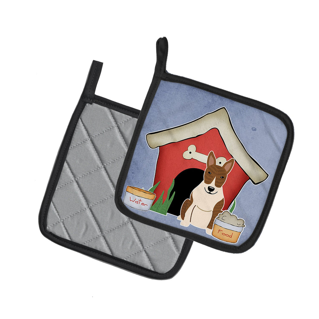 Dog House Collection Bull Terrier Brindle Pot Holder Set of 2 Heat Resistant Quilted Hot Pads 7.5 x 7.5 Inch, Insulated Kitchen Trivets for Cooking & Baking