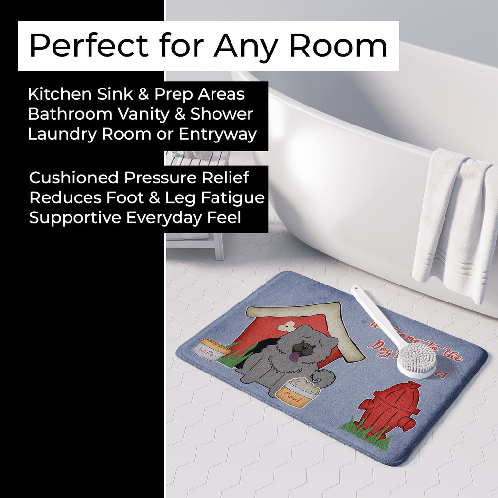 Dog House Collection Chow Chow Blue Memory Foam Kitchen Mat Machine Washable Anti-Fatigue Cushion Comfort Bath or Kitchen Rug