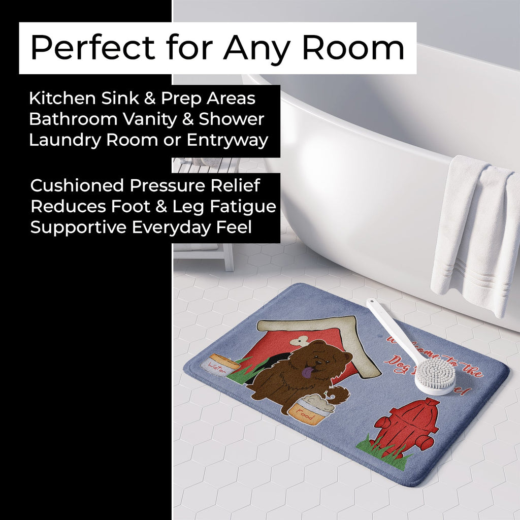Dog House Collection Chow Chow Chocolate Memory Foam Kitchen Mat Machine Washable Anti-Fatigue Cushion Comfort Bath or Kitchen Rug