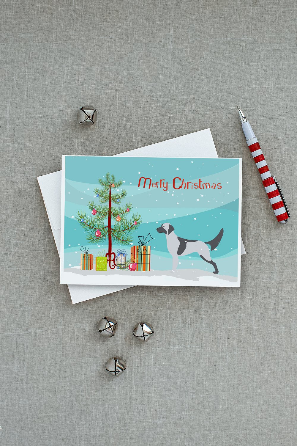 English Setter Merry Christmas Tree Greeting Cards Pack of 8 Blank Cards with Envelopes Whimsical A7 Size 5x7