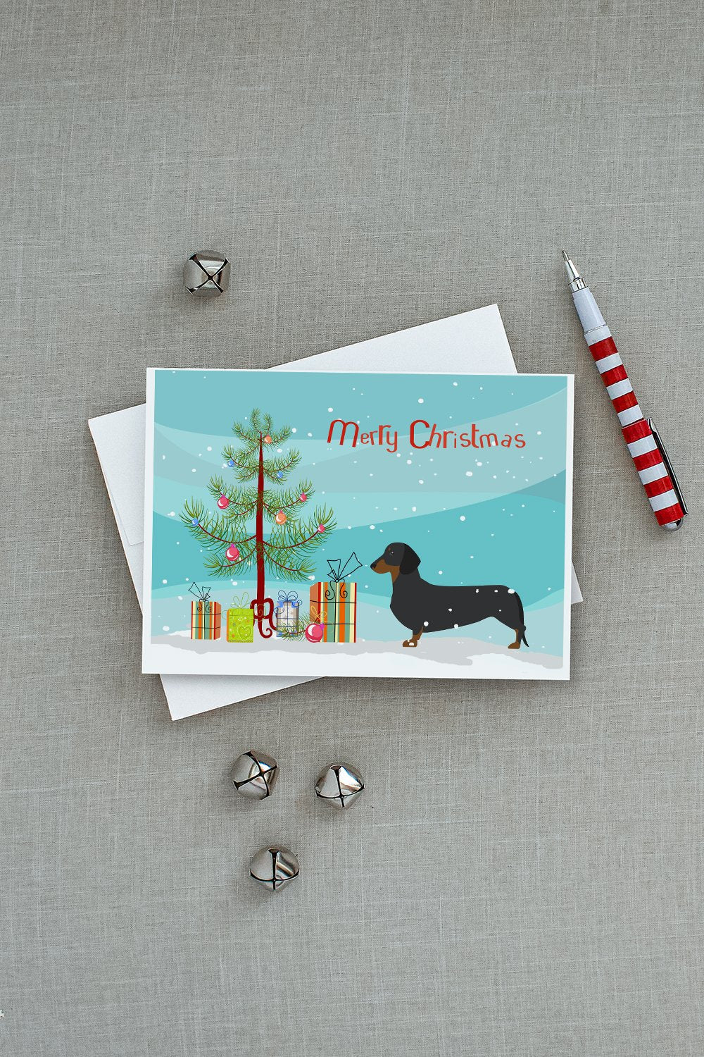 Dachshund Merry Christmas Tree Greeting Cards Pack of 8 Blank Cards with Envelopes Whimsical A7 Size 5x7