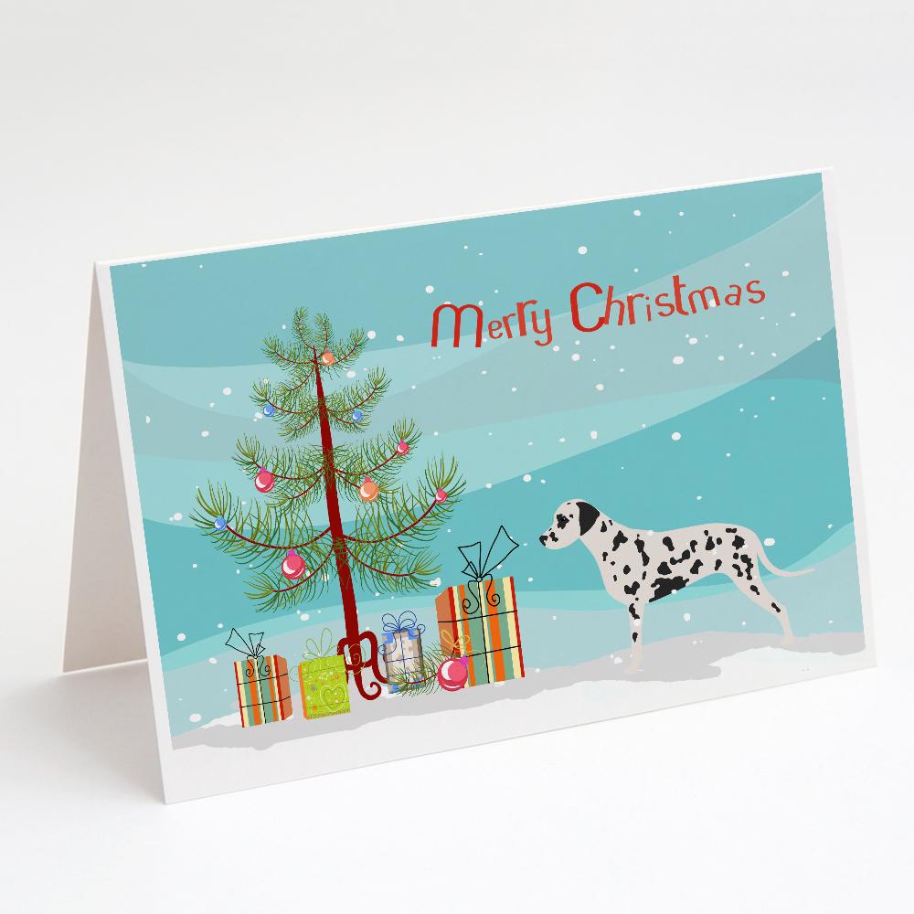 Dalmatian Merry Christmas Tree Greeting Cards Pack of 8 Blank Cards with Envelopes Whimsical A7 Size 5x7