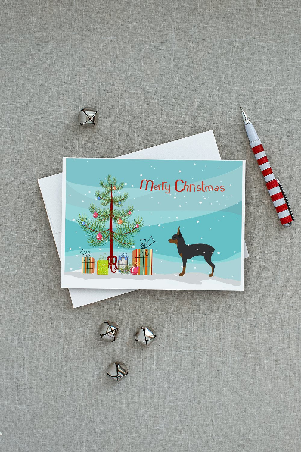 Toy Fox Terrier Merry Christmas Tree Greeting Cards Pack of 8 Blank Cards with Envelopes Whimsical A7 Size 5x7