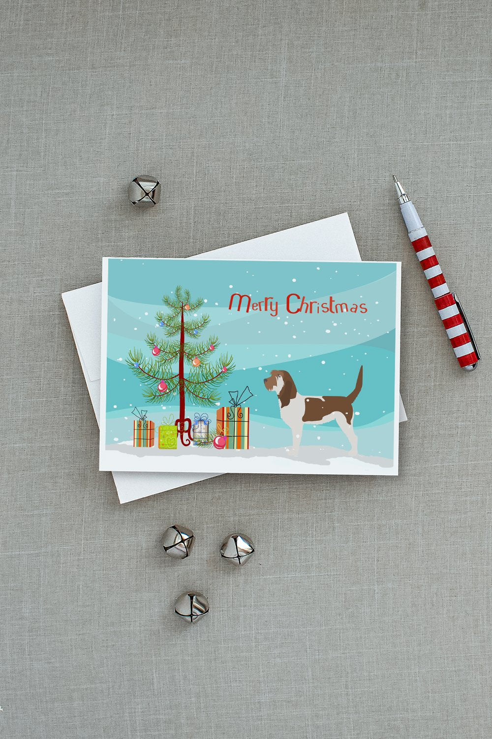 Grand Basset Griffon Vendeen Merry Christmas Tree Greeting Cards Pack of 8 Blank Cards with Envelopes Whimsical A7 Size 5x7
