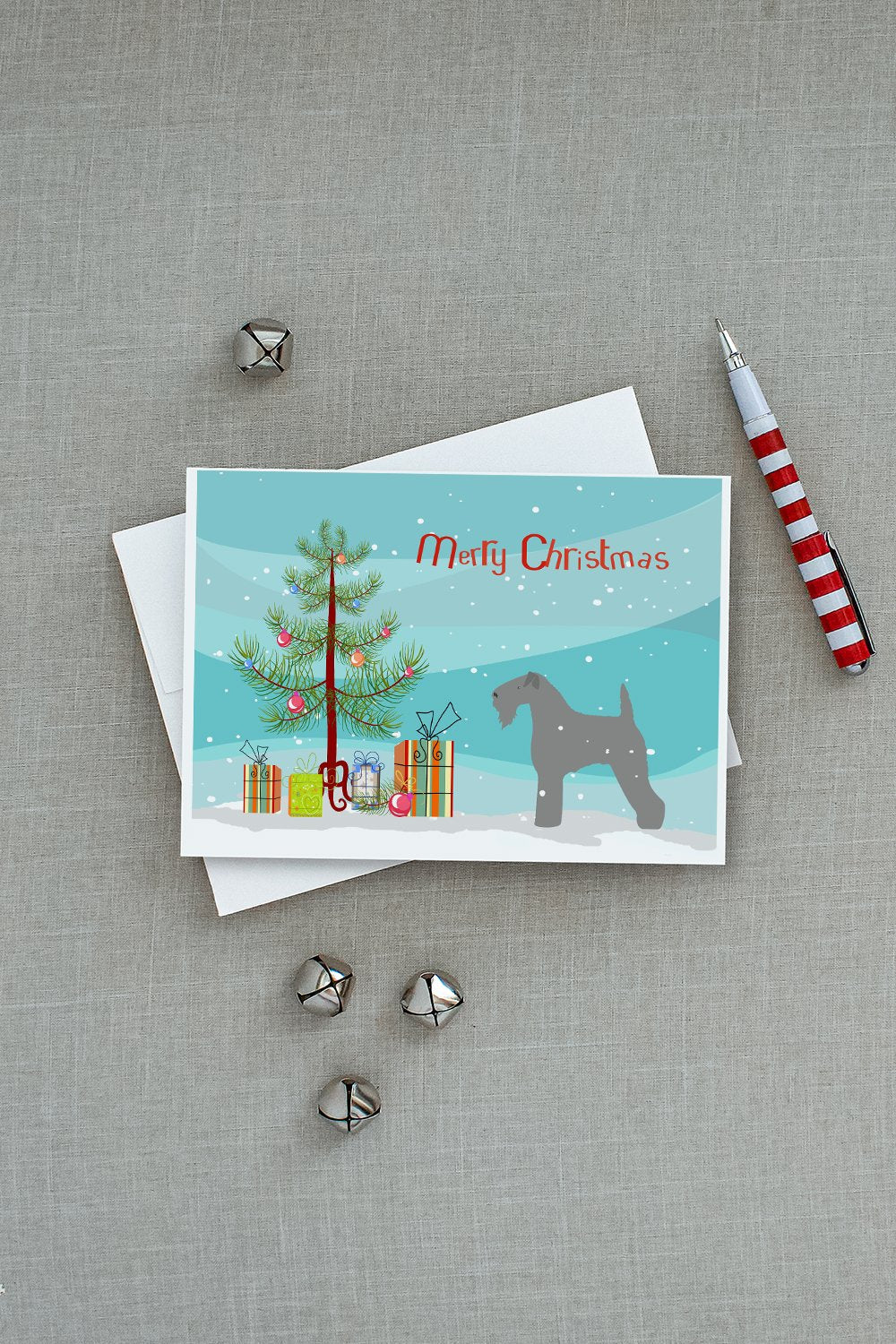 Kerry Blue Terrier Merry Christmas Tree Greeting Cards Pack of 8 Blank Cards with Envelopes Whimsical A7 Size 5x7