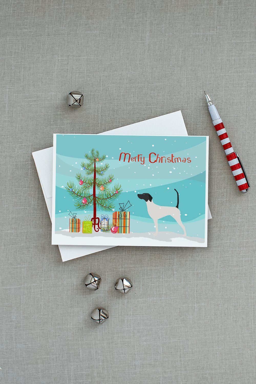 English Pointer Merry Christmas Tree Greeting Cards Pack of 8 Blank Cards with Envelopes Whimsical A7 Size 5x7