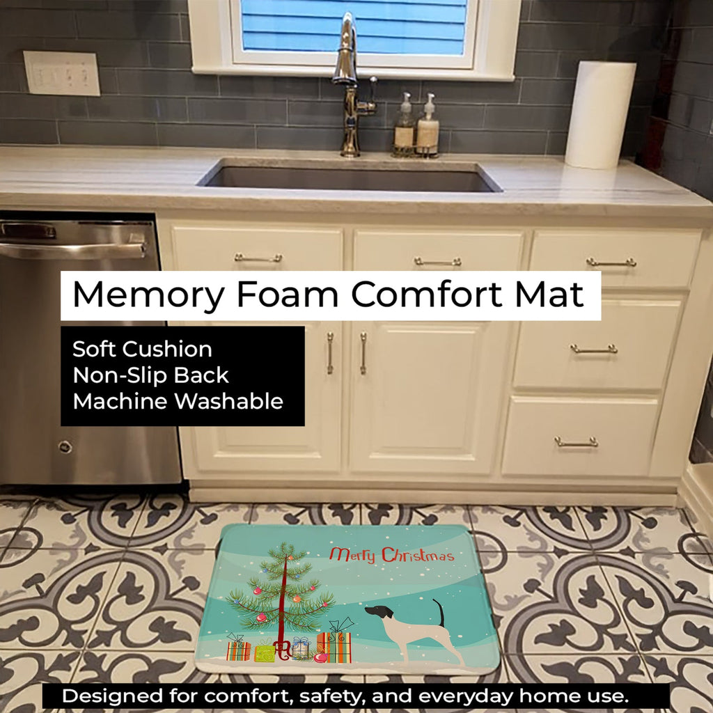 English Pointer Merry Christmas Tree Memory Foam Kitchen Mat Machine Washable Anti-Fatigue Cushion Comfort Bath or Kitchen Rug