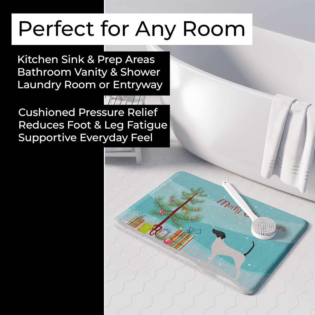 English Pointer Merry Christmas Tree Memory Foam Kitchen Mat Machine Washable Anti-Fatigue Cushion Comfort Bath or Kitchen Rug