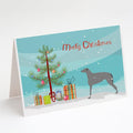 Scottish Deerhound Merry Christmas Tree Greeting Cards Pack of 8 Blank Cards with Envelopes Whimsical A7 Size 5x7