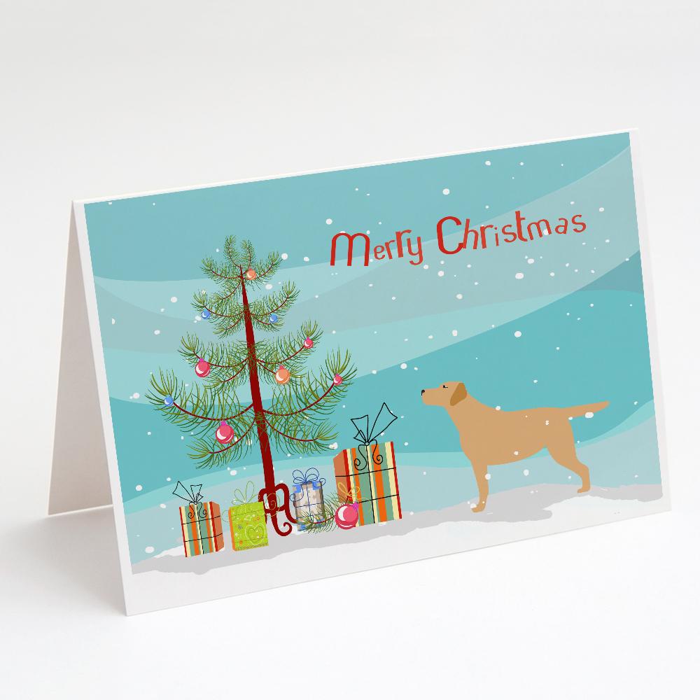 Yellow Labrador Retriever Merry Christmas Tree Greeting Cards Pack of 8 Blank Cards with Envelopes Whimsical A7 Size 5x7