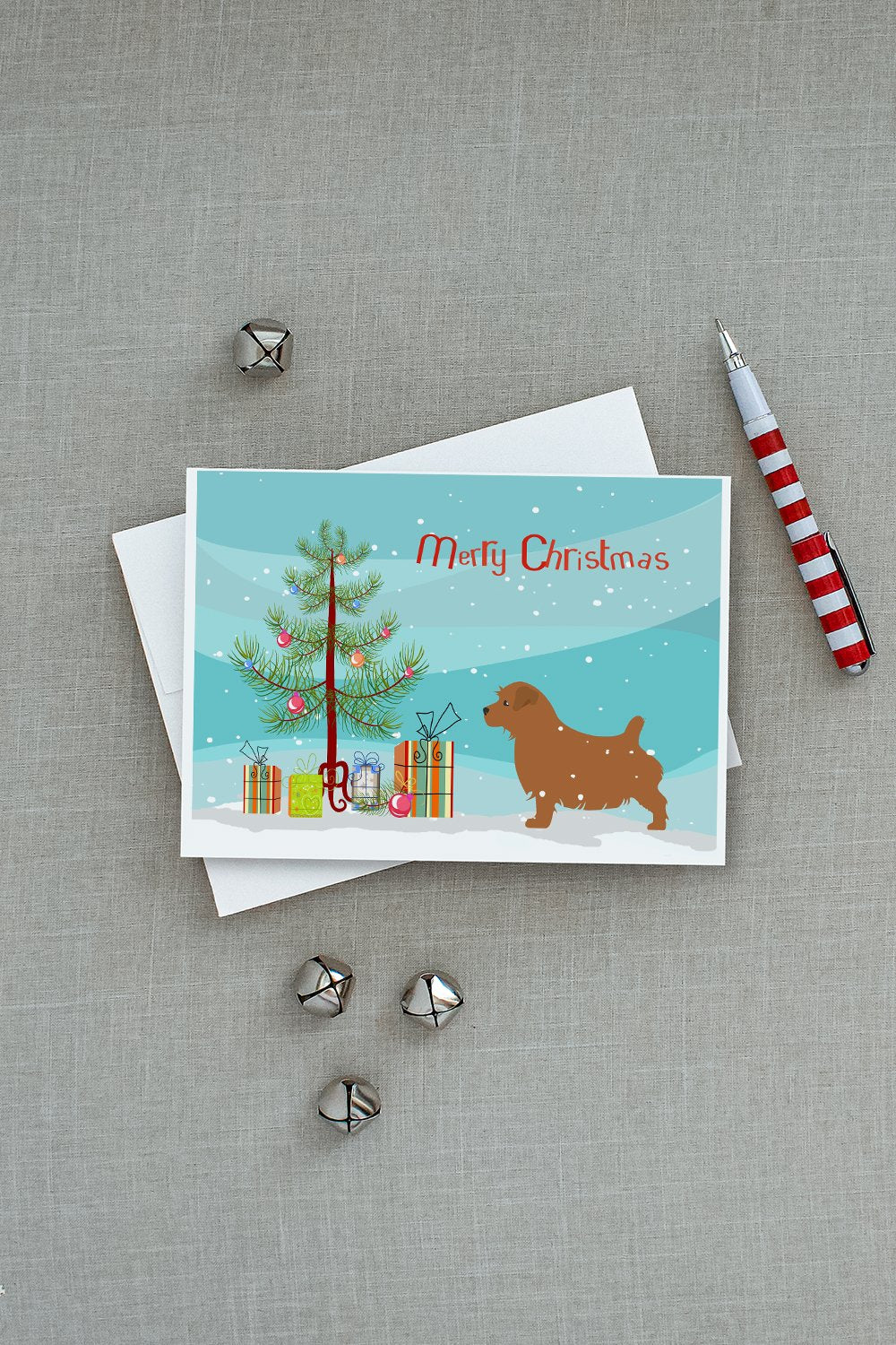 Norfolk Terrier Merry Christmas Tree Greeting Cards Pack of 8 Blank Cards with Envelopes Whimsical A7 Size 5x7