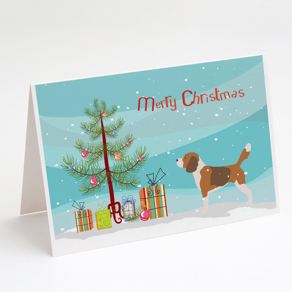Beagle Merry Christmas Tree Greeting Cards Pack of 8 Blank Cards with Envelopes Whimsical A7 Size 5x7