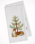 Corgi Merry Christmas Tree Kitchen Towel Set of 2 White Dish Towels Decorative Bathroom Hand towel for Hand, Face, Hair, Yoga, Tea, Dishcloth, 19 X 28", White