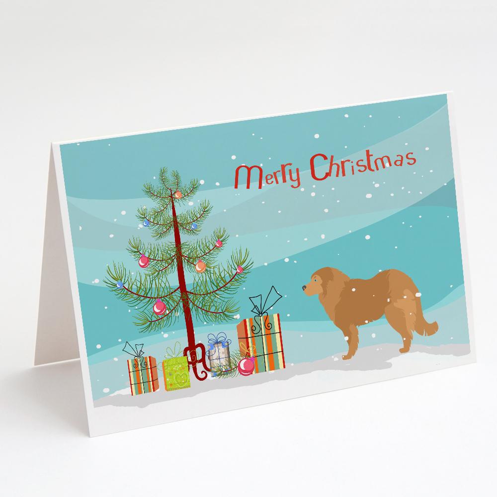Caucasian Shepherd Dog Merry Christmas Tree Greeting Cards Pack of 8 Blank Cards with Envelopes Whimsical A7 Size 5x7