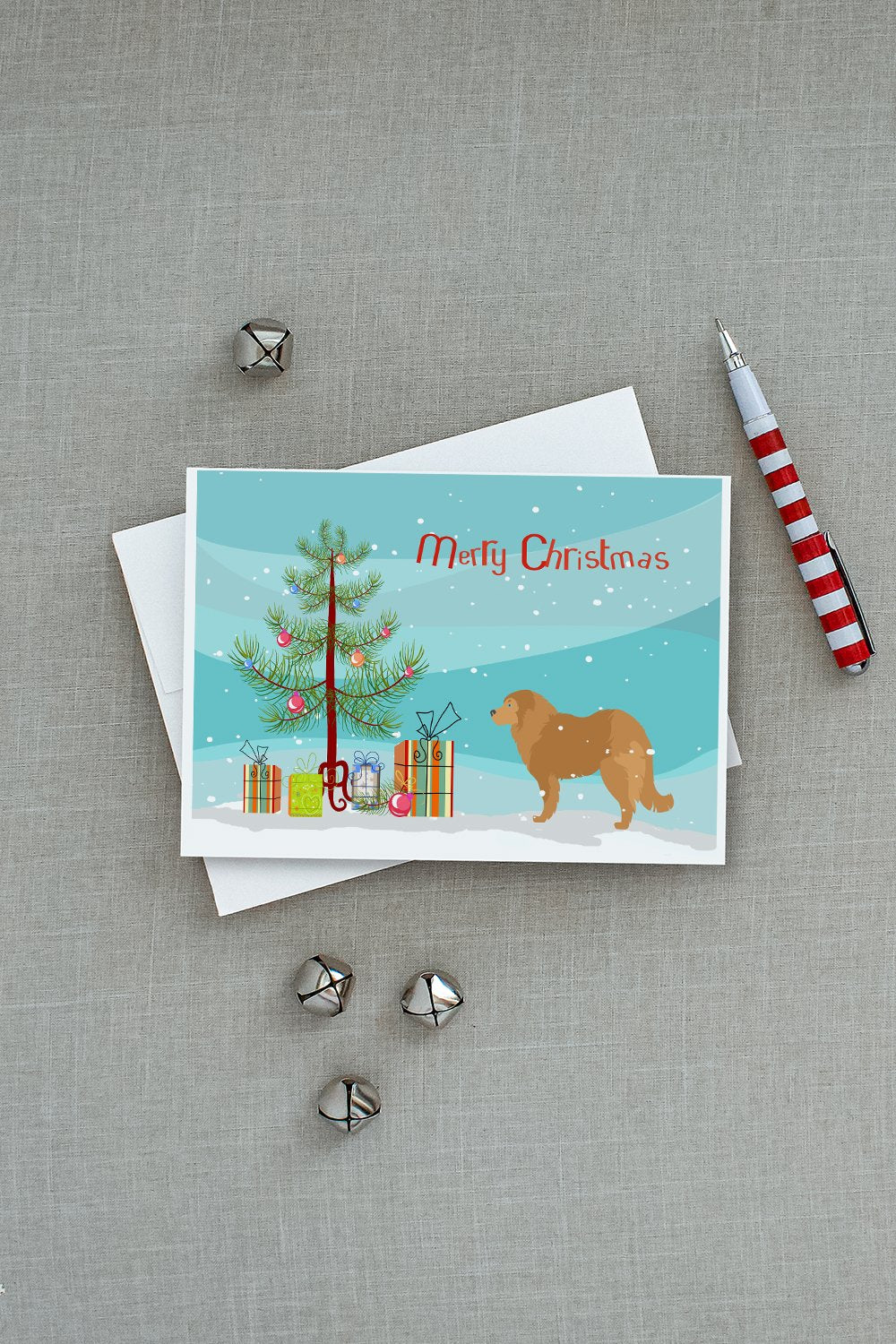 Caucasian Shepherd Dog Merry Christmas Tree Greeting Cards Pack of 8 Blank Cards with Envelopes Whimsical A7 Size 5x7