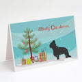 Briard Merry Christmas Tree Greeting Cards Pack of 8 Blank Cards with Envelopes Whimsical A7 Size 5x7