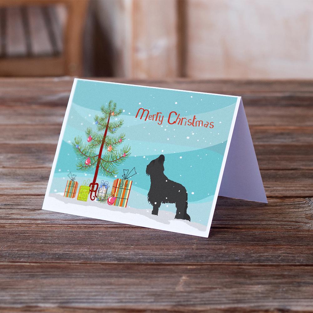 Briard Merry Christmas Tree Greeting Cards Pack of 8 Blank Cards with Envelopes Whimsical A7 Size 5x7