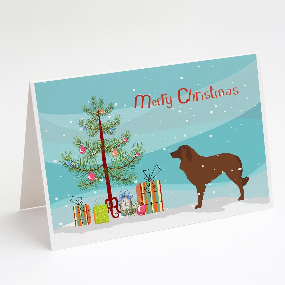 Portuguese Sheepdog Dog Merry Christmas Tree Greeting Cards Pack of 8 Blank Cards with Envelopes Whimsical A7 Size 5x7