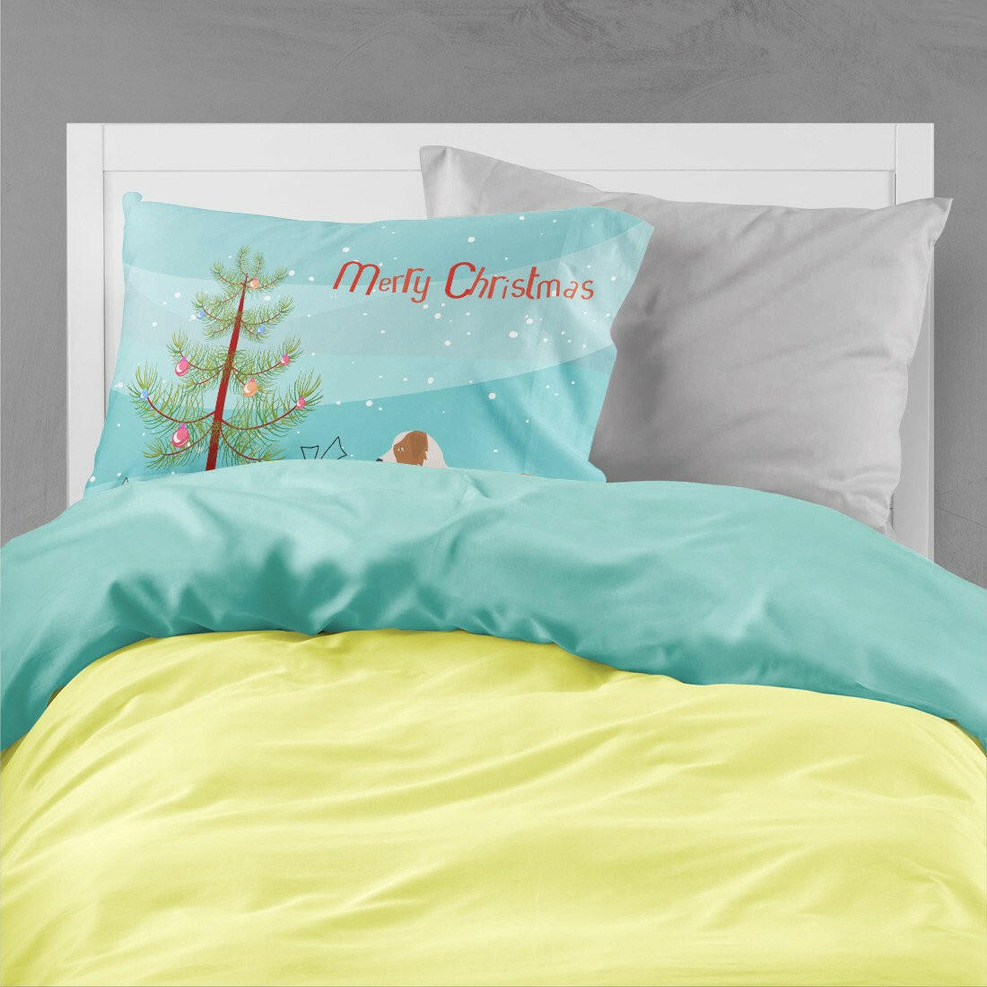 Australian Shepherd Dog Merry Christmas Tree Standard Pillowcase Lightweight Super Soft Easy Care Decorative Artwork Pillowcase, Standard
