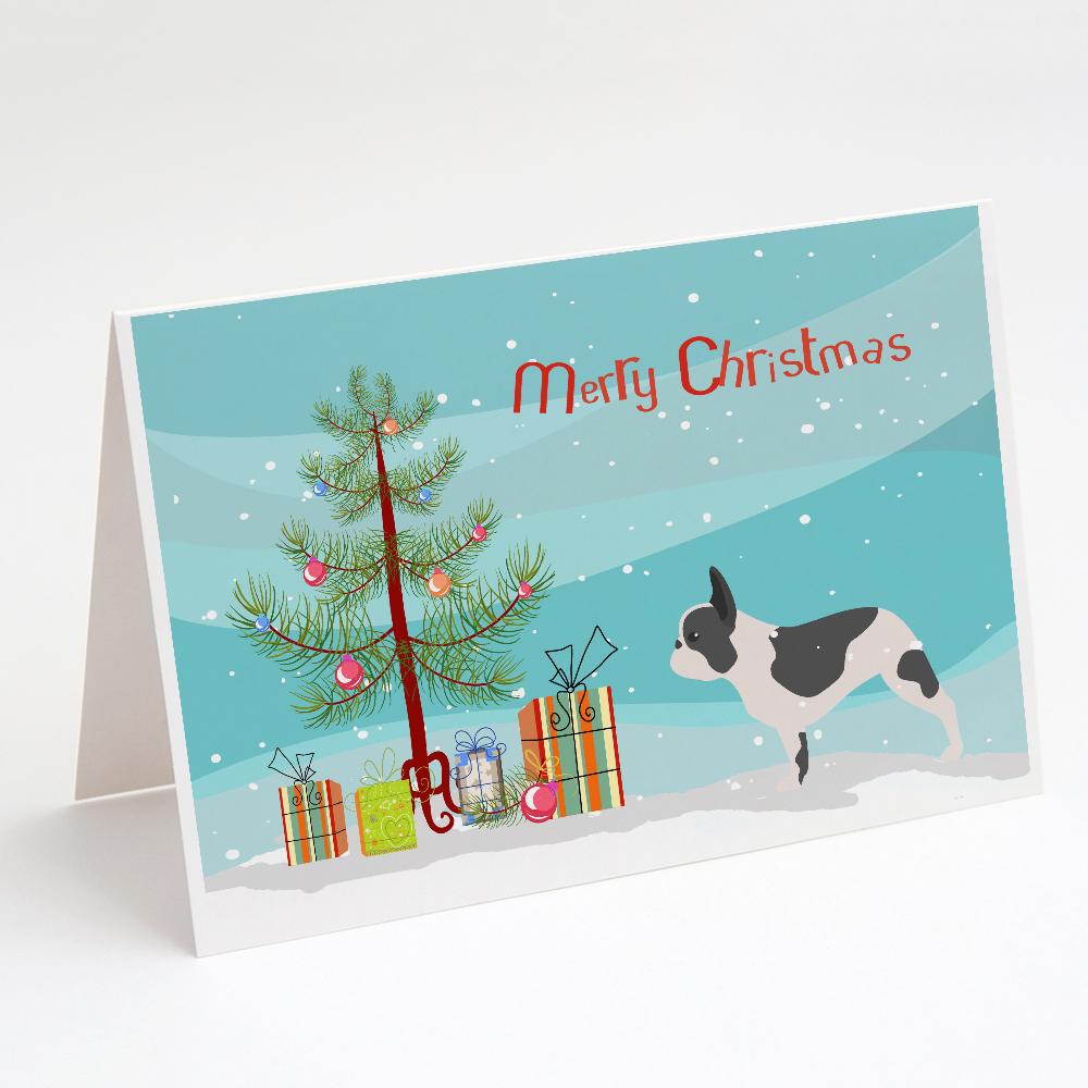 French Bulldog Merry Christmas Tree Greeting Cards Pack of 8 Blank Cards with Envelopes Whimsical A7 Size 5x7