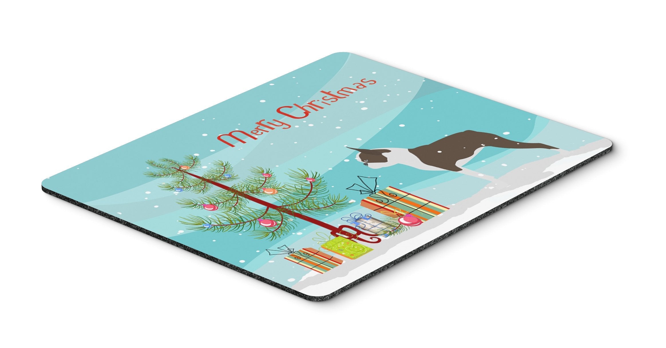 Boston Terrier Merry Christmas Tree Mouse Pad, Heat Resistant Trivet Hot Pad , Non Slip Rubber Desk Mat, Kitchen Counter Protector, Home Office Decor Gift
