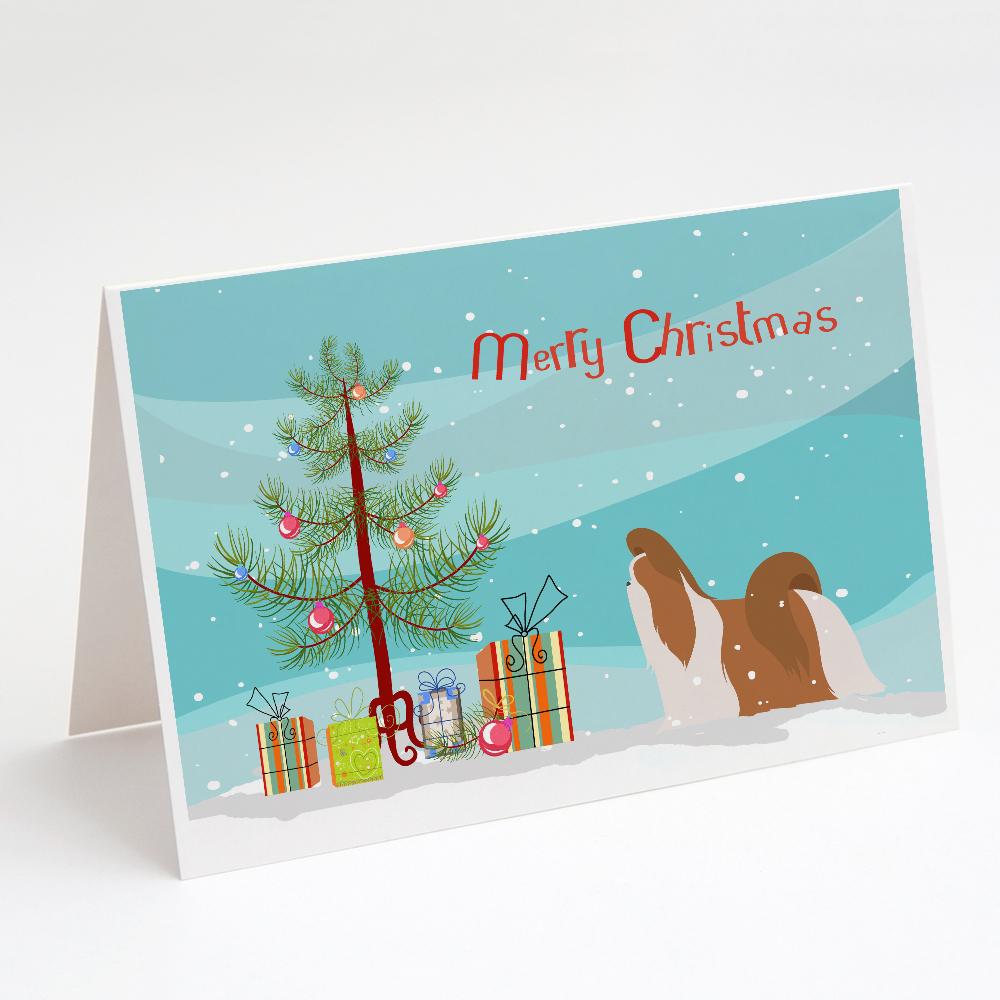Shih Tzu Merry Christmas Tree Greeting Cards Pack of 8 Blank Cards with Envelopes Whimsical A7 Size 5x7