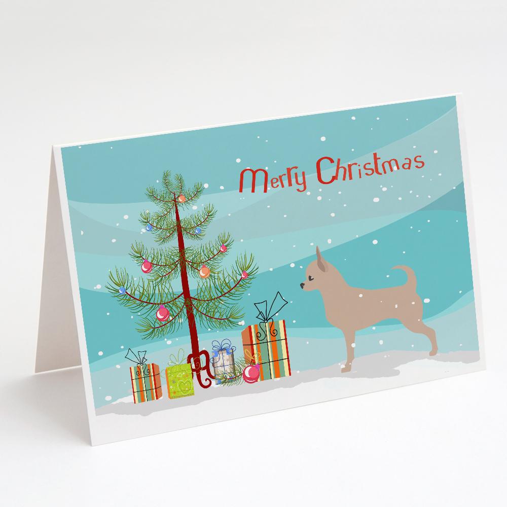Chihuahua Merry Christmas Tree Greeting Cards Pack of 8 Blank Cards with Envelopes Whimsical A7 Size 5x7