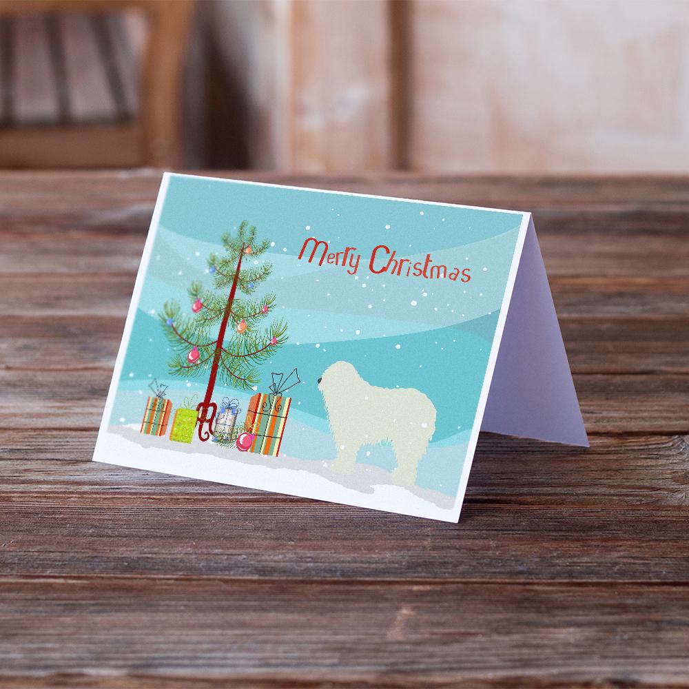 Komondor Merry Christmas Tree Greeting Cards Pack of 8 Blank Cards with Envelopes Whimsical A7 Size 5x7