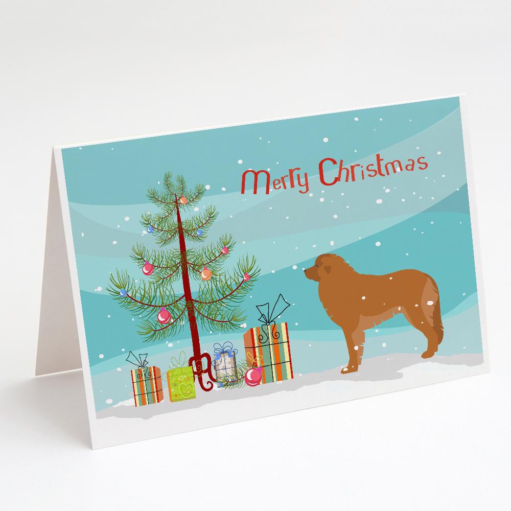 Leonberger Merry Christmas Tree Greeting Cards Pack of 8 Blank Cards with Envelopes Whimsical A7 Size 5x7