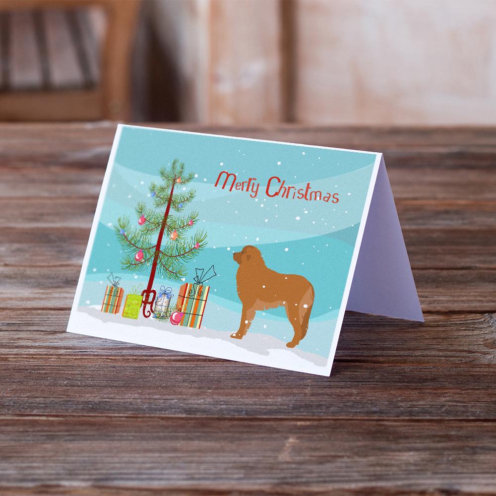 Leonberger Merry Christmas Tree Greeting Cards Pack of 8 Blank Cards with Envelopes Whimsical A7 Size 5x7