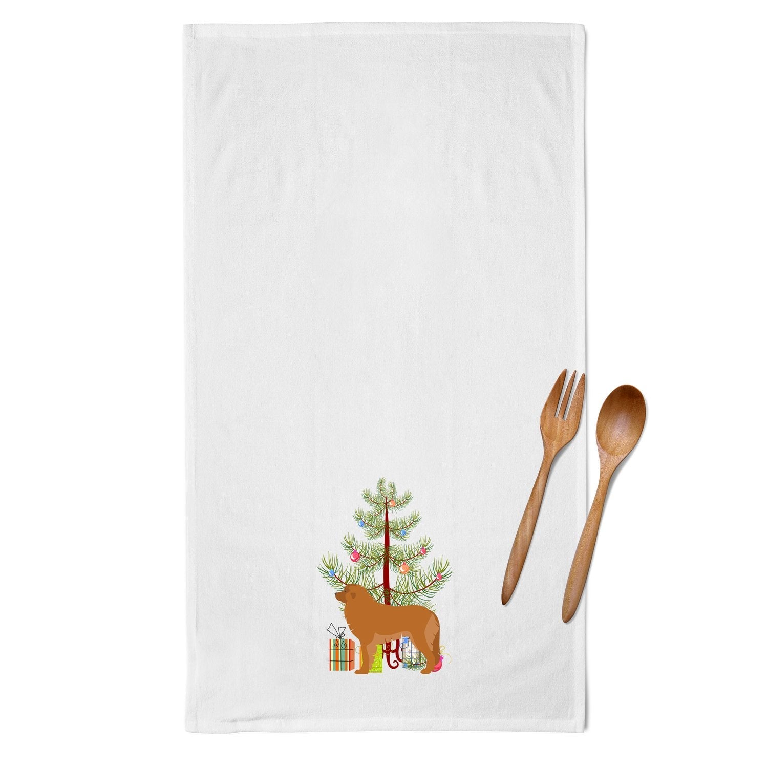 Leonberger Merry Christmas Tree Kitchen Towel Set of 2 White Dish Towels Decorative Bathroom Hand towel for Hand, Face, Hair, Yoga, Tea, Dishcloth, 19 X 28", White
