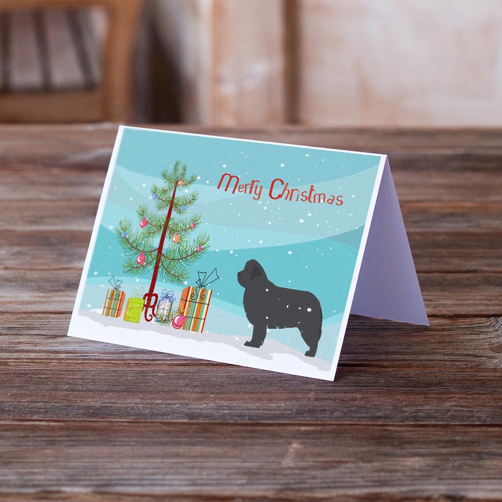 Newfoundland Merry Christmas Tree Greeting Cards Pack of 8 Blank Cards with Envelopes Whimsical A7 Size 5x7