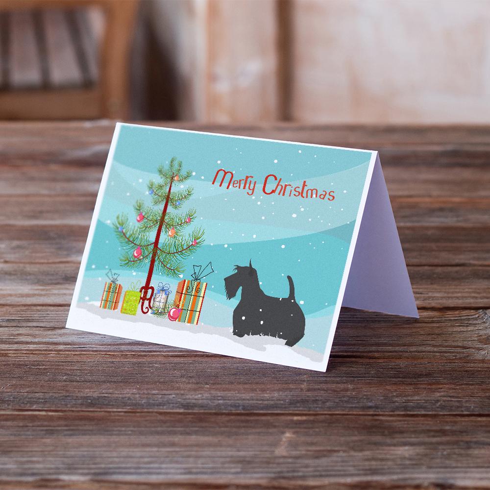 Scottish Terrier Merry Christmas Tree Greeting Cards Pack of 8 Blank Cards with Envelopes Whimsical A7 Size 5x7