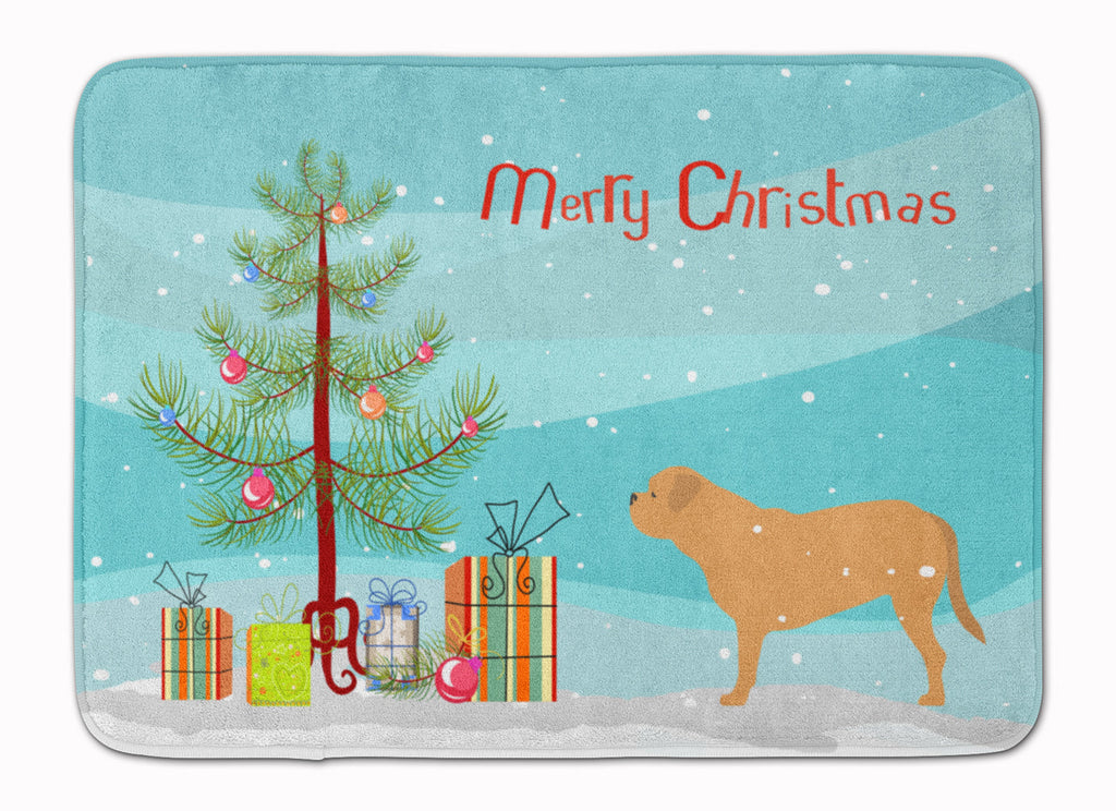 Dogue de Bordeaux Merry Christmas Tree Memory Foam Kitchen Mat Machine Washable Anti-Fatigue Cushion Comfort Bath or Kitchen Rug