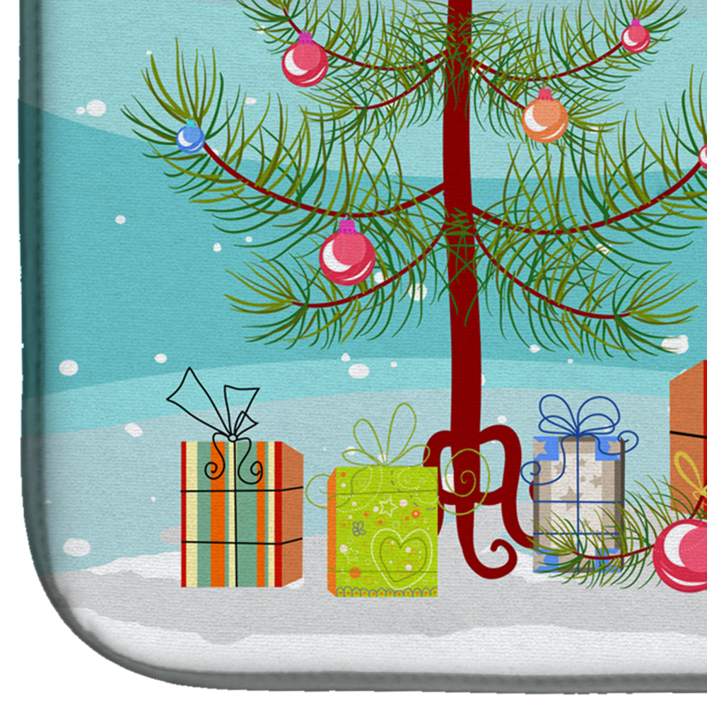 Akita Merry Christmas Tree Dish Drying Mat Absorbent Dish Drying Mat Pad for Kitchen Counter Dish Drainer Mat for Countertop, 14 x 21", Multicolor