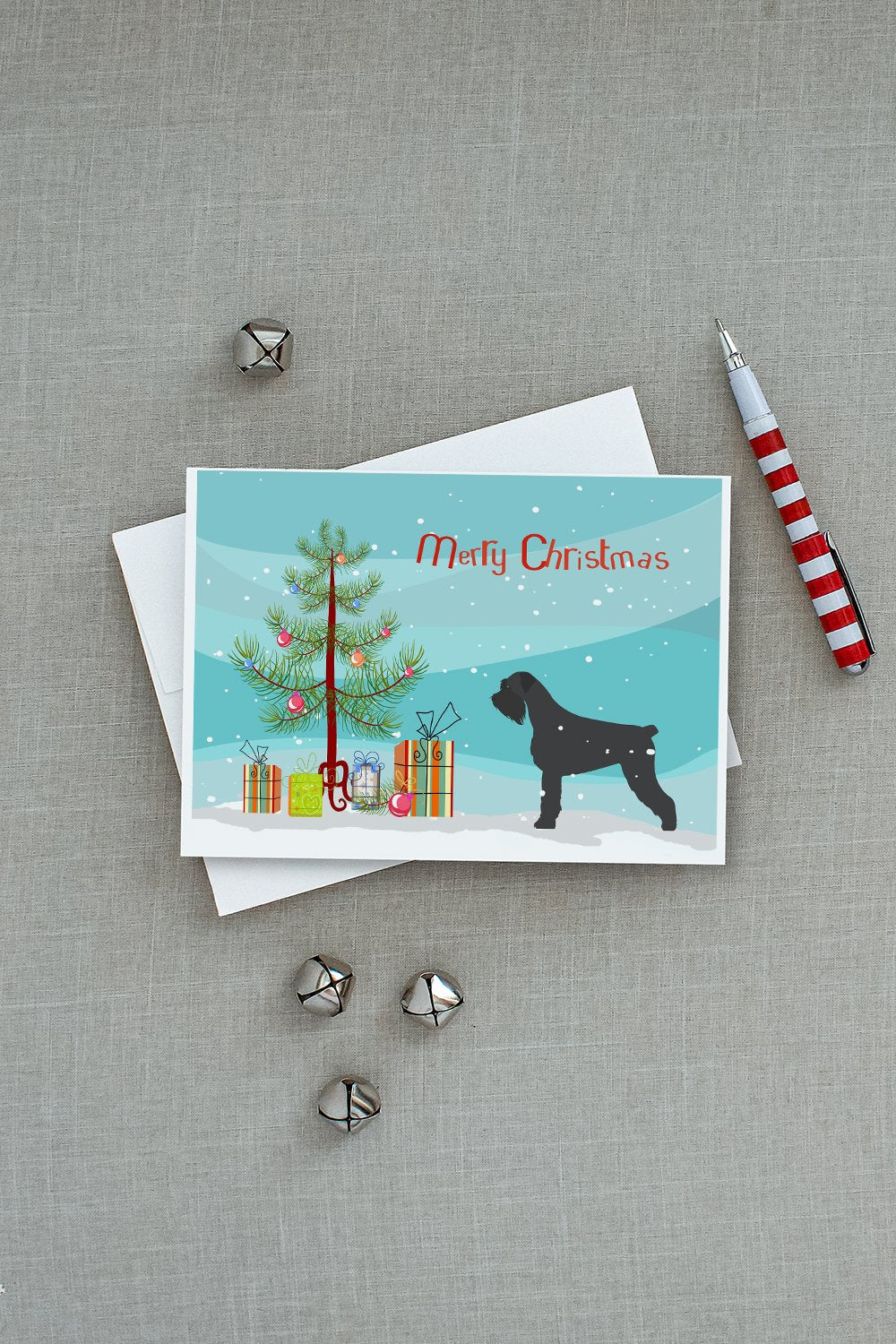 Giant Schnauzer Merry Christmas Tree Greeting Cards Pack of 8 Blank Cards with Envelopes Whimsical A7 Size 5x7